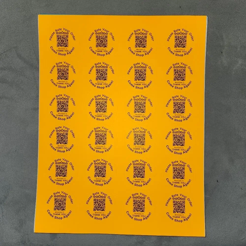 QR Labels NEON Thank You / Rate Your Order - Set of 48 - 2 sheets of 24 NWT